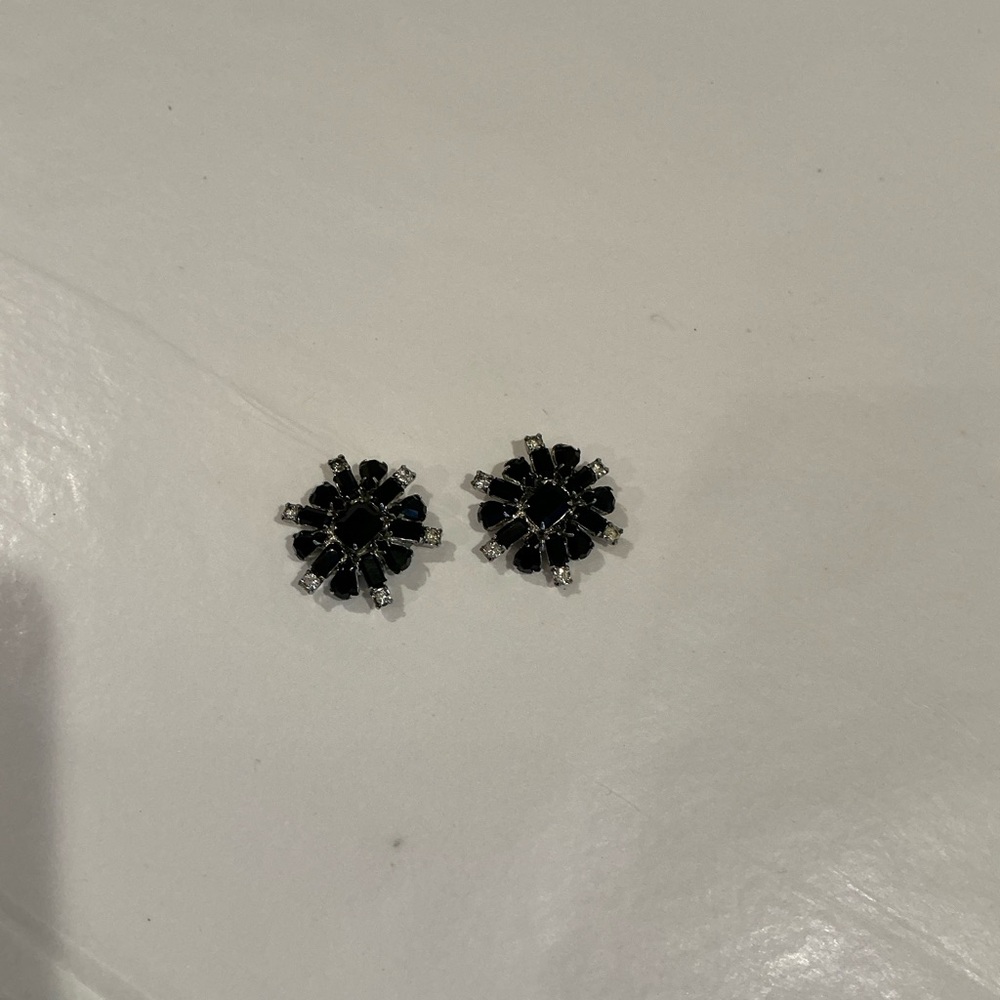 Albert Weiss Black and Silver stoned button covers (earrings converted) - Picture 11 of 12